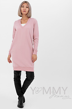 Платье-джемпер из футера пудрово-розовый/экрю (44) 395.2.2