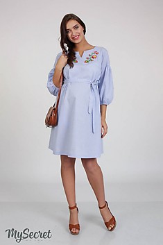Платье для беременных клетка голубой с белым (L) DR-28.032  Lada