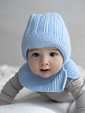 Шапка-капор с утеплителем для новорожденного (голубой)