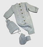 Комбинезон, шапочка, носочки для новорожденного (голубой).